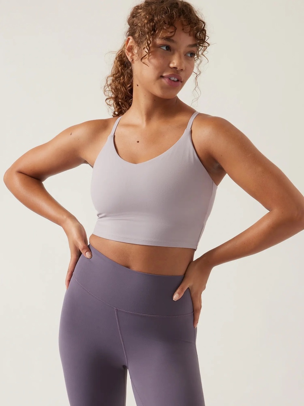 Pilates Princess Athelta Lavender Longline V-Neck Elation Bra